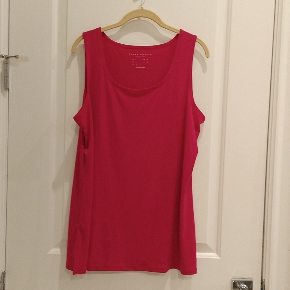 Susan Graver Women's Liquid Knit Pink Tank Top Size L